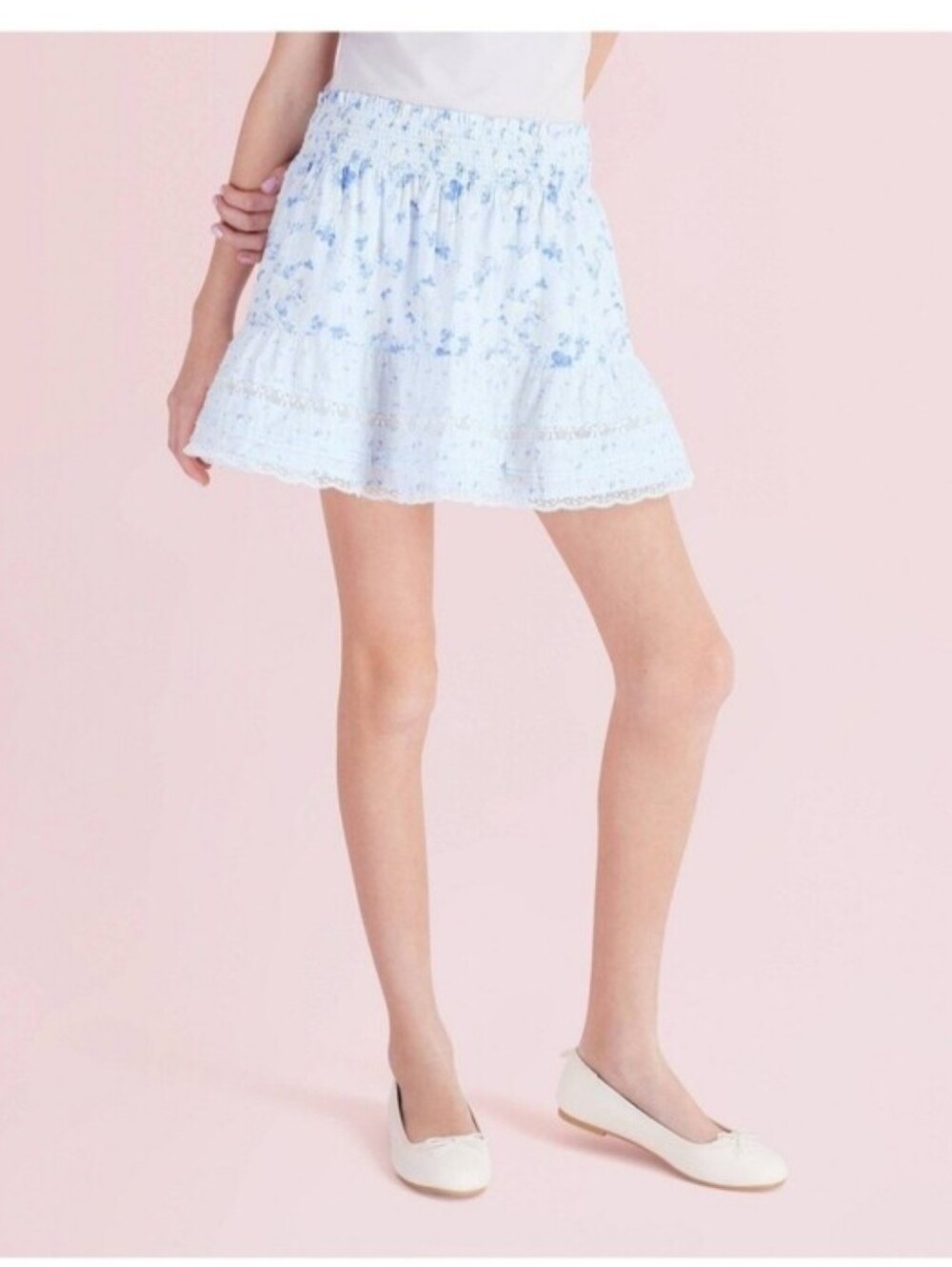 LoveShackFancy x Target,Girls' Clara Budding Florals Tiered Skirt,Blue, Size 16